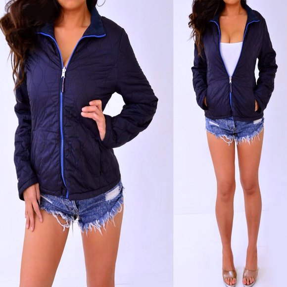 Tommy Hilfiger Navy Blue Quilted Coat Jacket S - Picture 3 of 11